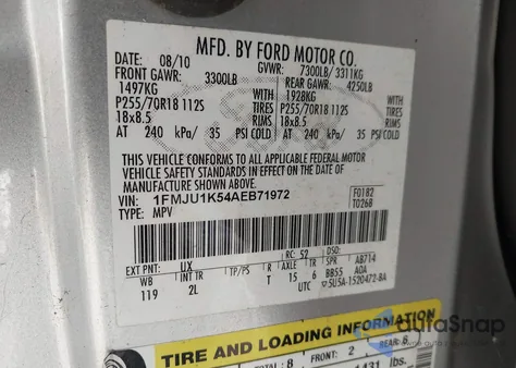 2010 Ford Expedition Limited from USA, damaged, VIN 1FMJU1K54AEB71972